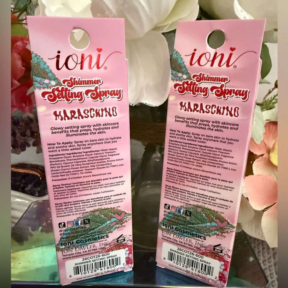 🆕🍒 IONI LIMITED EDITION CHERRY ON TOP SHIMMER SETTING SPRAY SET OF 2. BRAND NEW